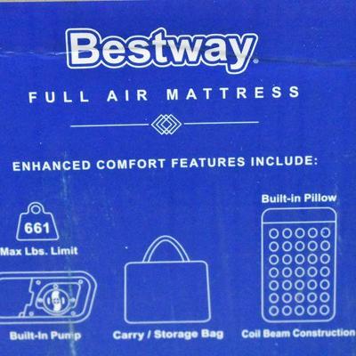 Full Size Air Mattress by Bestway. 12" w/ Pump - Appears New, Untested/As Is
