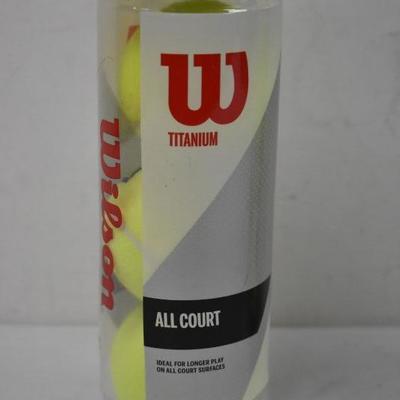 Wilson Titanium 3 Tennis Balls, 3 Cans of 3 Balls Each - New