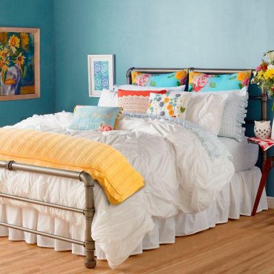 King Size Duvet Cover by The Pioneer Woman Ruched Chevron, White - New