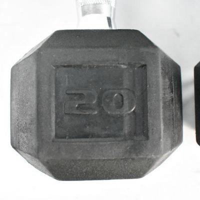 Weider Rubber Hex Dumbbell with Knurled Grip, 20 lbs
