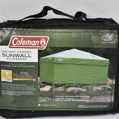 Coleman 7' x 5' Straight Leg Instant Canopy Sunwall ONLY, Green - New, Open