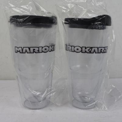 2 Mario Kart Double Walled Cups with Lids - New