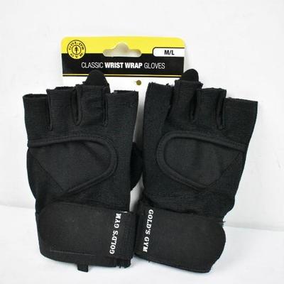 Gold's Gym Wrist Wrap Gloves with Adjustable Strap - New, Open Package