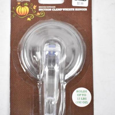 Qty 3 Wreath Hangers with Suction Clamps - New