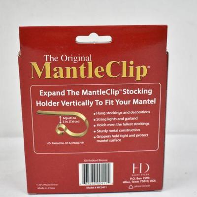 4 Mantle Clips for Stockings, Garland, Lights, Oil-Rubbed Bronze Colored - New