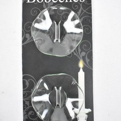 Candle Wax Catcher Rings: Glass Bobeches, 3 Sets of 2 = 6 Total - New