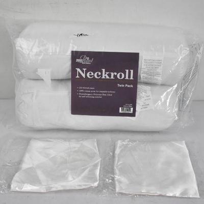 2 Neckroll Pillows & 2 Satin Pillowcases - New