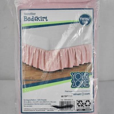 Light Pink Twin/Twin XL Ruffled Microfiber Bed Skirt by Your Zone - New