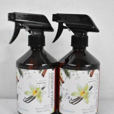 2 Bottles RoomTherapy Vanilla Woods Room Spray, 16.9 oz each, by SpaRoom - New