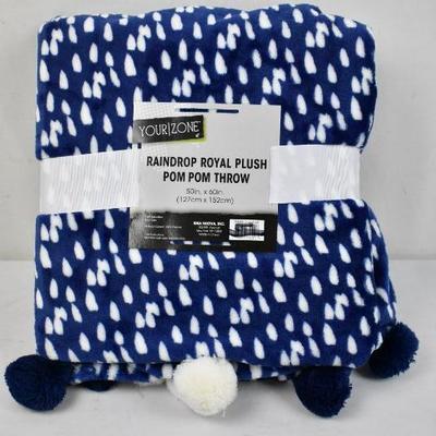 Raindrop Royal Plush Pom Pom Throw, 50 x 60 by Your Zone - New