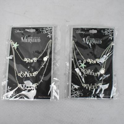 2x Little Mermaid "Part Of Your World" Necklaces - New