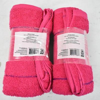 2x Mainstays Beach Towels, Fuchsia Burst Pink - New