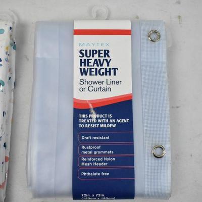 Mainstays Fabric Shower Curtain & Heavy Weight Shower Liner - New
