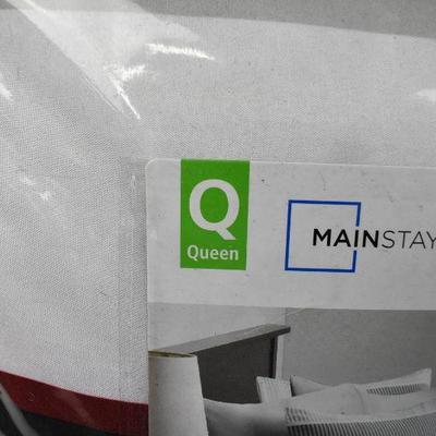 Mainstays Queen Complete Bedding Set, 8 Pieces , Red, Black & Gray Stripes - New