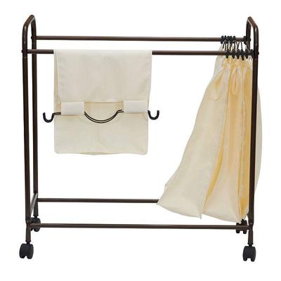 Quad Laundry Sorter: Antique Bronze Finish Lift-Out Bags & Rolling Casters - New