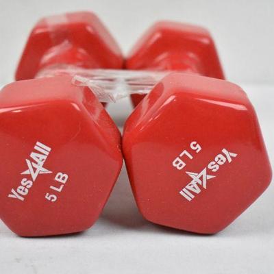 Set of 5 lb weights, red - New