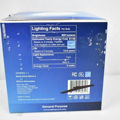 12 LED Light Bulbs, General Purpose 9W = 60W Brightness=800 Lumens - New