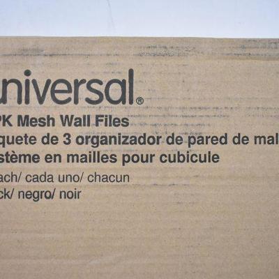 Three-Pack Wall Files with Hanger, Letter, Black Mesh, by Universal - New