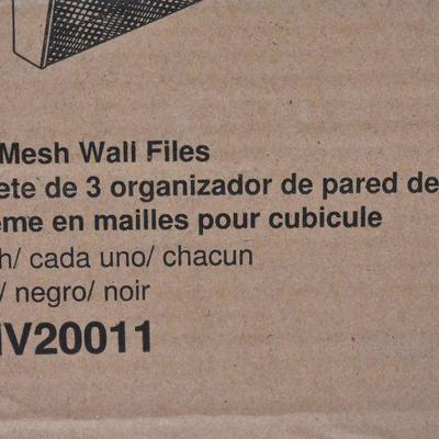 Three-Pack Wall Files with Hanger, Letter, Black Mesh, by Universal - New