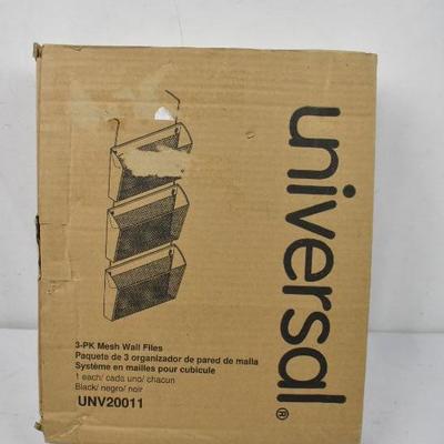 Three-Pack Wall Files with Hanger, Letter, Black Mesh, by Universal - New