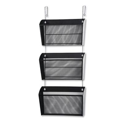 Three-Pack Wall Files with Hanger, Letter, Black Mesh, by Universal - New