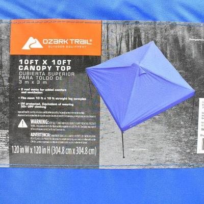 Ozark Trail 10x10' Blue Canopy Top ONLY, Replacement Top - New
