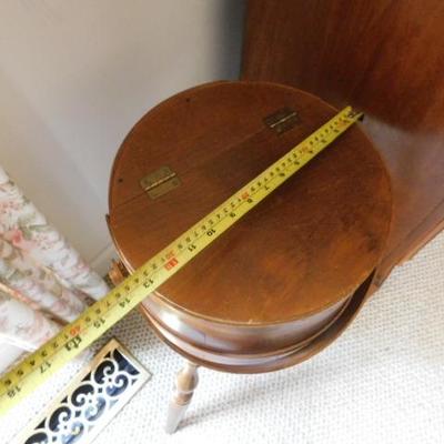 Oak Furkin Bucket Sewing Cabinet with Legs