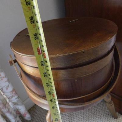 Oak Furkin Bucket Sewing Cabinet with Legs