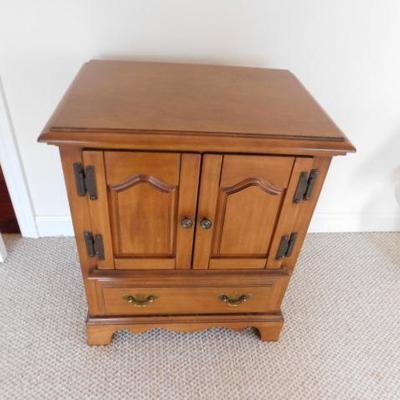 Solid Wood Maples Side Table with Storage Cabinet and Drawer 22"x16"x26"