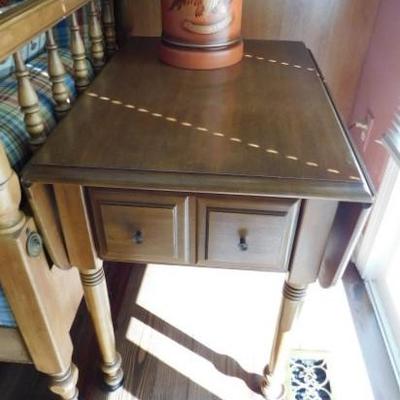 Solid Wood Maple Drop Leaf Side Table 19" (36" Leaves Up) x 27"x25"