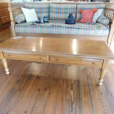 Solid wood Maple Coffee Table with Drawer Storage 56"x21"x16"