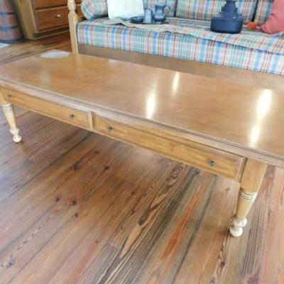 Solid wood Maple Coffee Table with Drawer Storage 56"x21"x16"