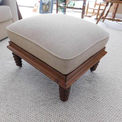 Contemporary Style Turned Leg Ottoman Newly Upolstered