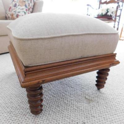Contemporary Style Turned Leg Ottoman Newly Upolstered