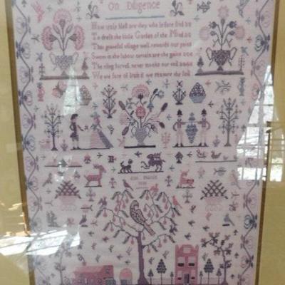 Large Framed Needle Work Art 'On Dilegence'