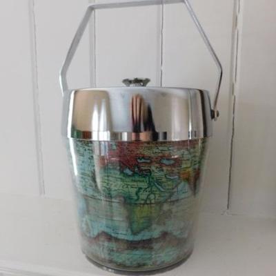 Vintage Acrylic World Globe Ice Bucket 9