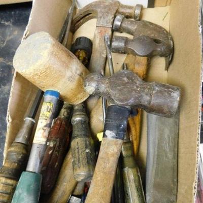 Collection of Various Style and Weight Hammers and Other Items
