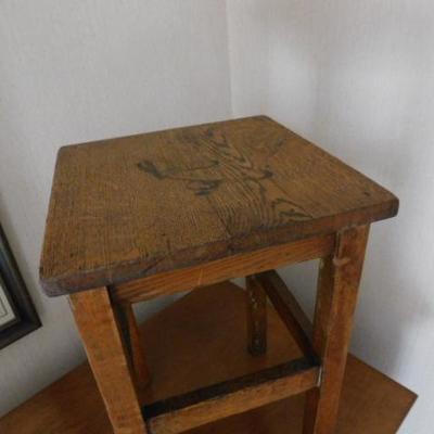 Antique Solid Oak Side Table 12