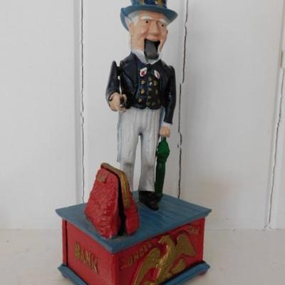 Cast Iron Uncle Sam Coin Bank Working Condition 11