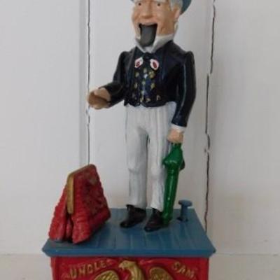 Cast Iron Uncle Sam Coin Bank Working Condition 11