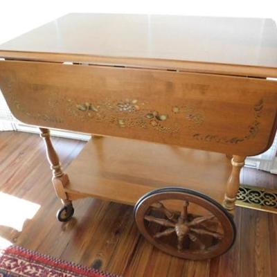 Vintage Solid Wood Maple Drop Leaf Cart 29