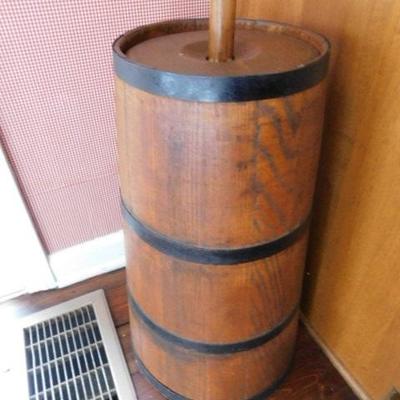 Large Antique Oak Wood Butter Churn with Plunger 44