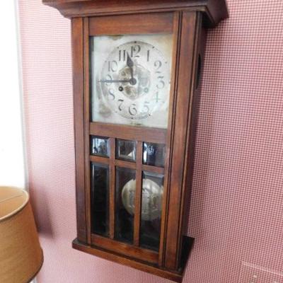 Vintage Solid Wood Case German Wall Clock in Working Condition 22