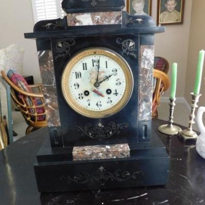 Vintage Stone and Resin French Mantel Clock