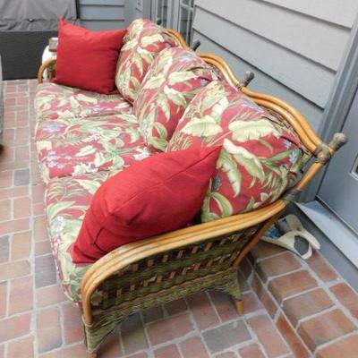 Quality Authentic Rattan Wicker Patio Couch with Cushions 76