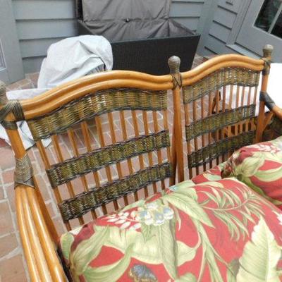 Quality Authentic Rattan Wicker Patio Love Seat  with Cushions 51