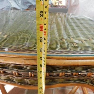 1 of 2:  Quality Authentic Rattan Wicker Patio Side Table with Glass Top 27