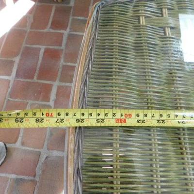 2 of 2:  Quality Authentic Rattan Wicker Patio Side Table with Glass Top 27