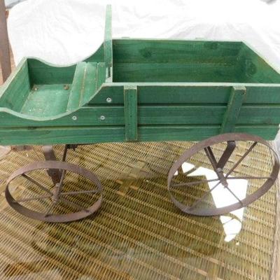 Large Wood and Metal Horse Buck Wagon Plant Holder or Decorative Item 22