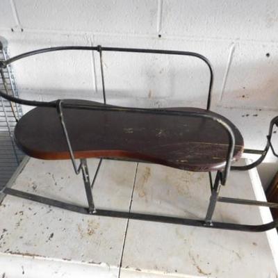 Large Wood and Metal Horse Sled Plant Holder or Decorative Item 30